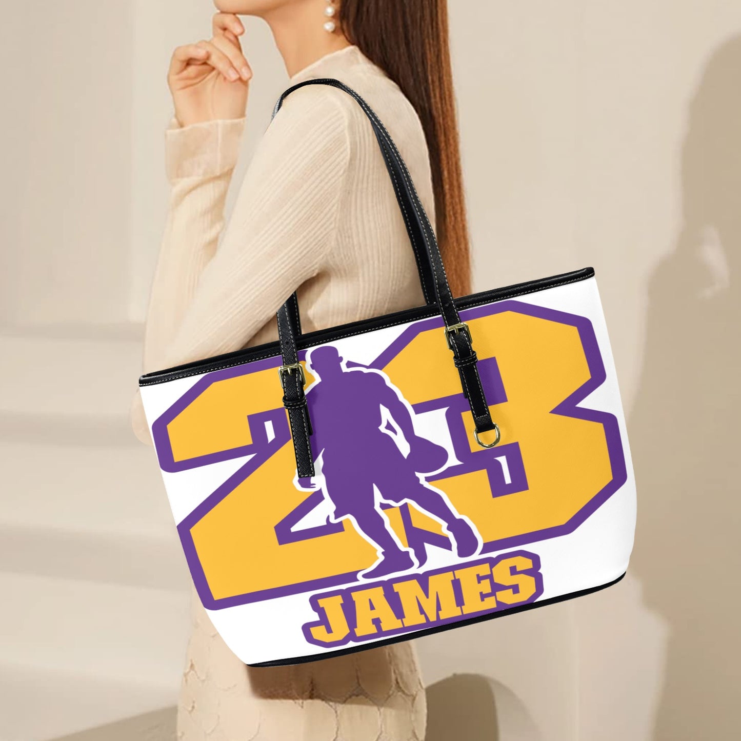Lebron Tote Bag Leather Tote Bag-Large (Front &Back Printing)